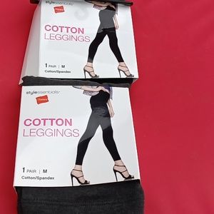 (3) pair Hanes Cotton / Spandex  Dark Grey Leggings NWOT szM $49+free scarf…